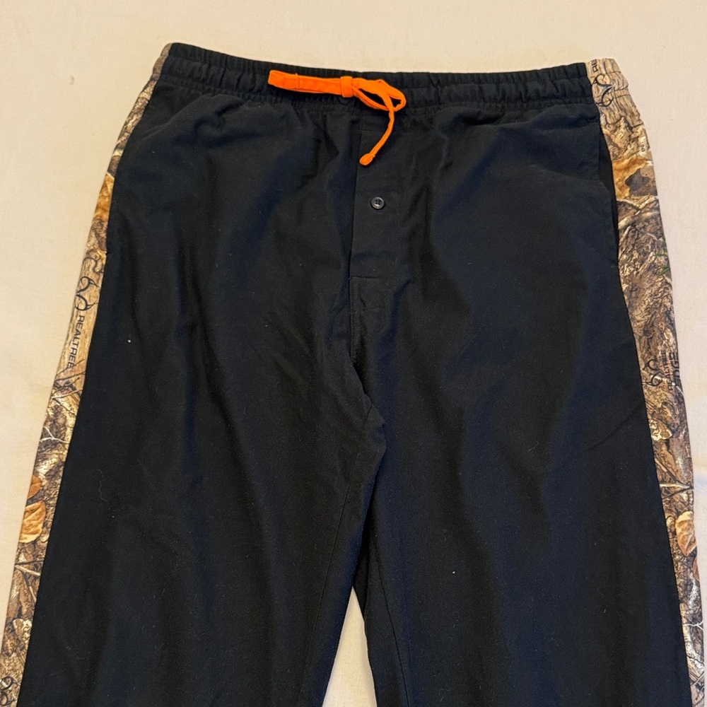 REALTREE Black and Camouflage Pants with Orange Drawstring Pants hunting